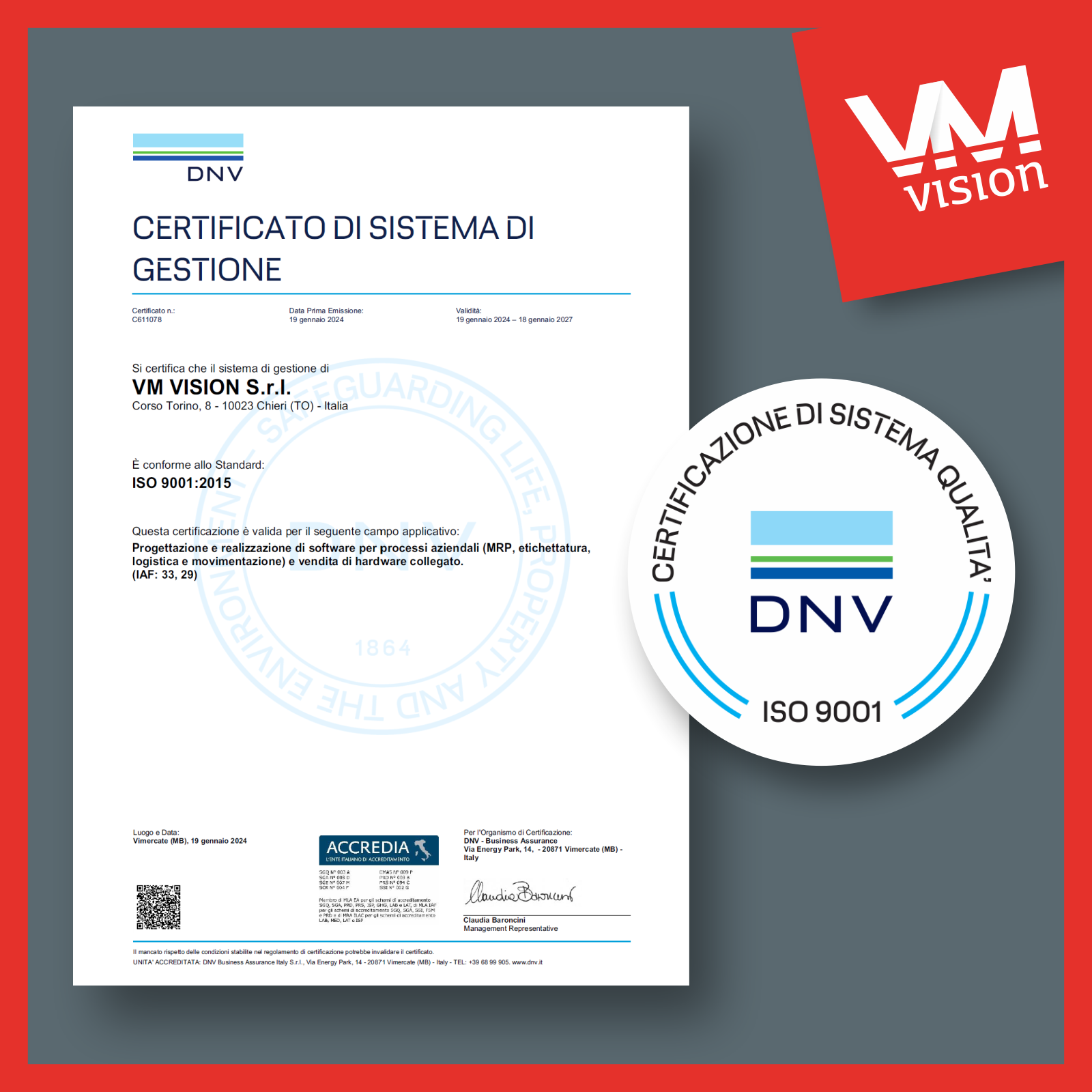 VM Vision ottiene la certificazione ISO 9001:2015