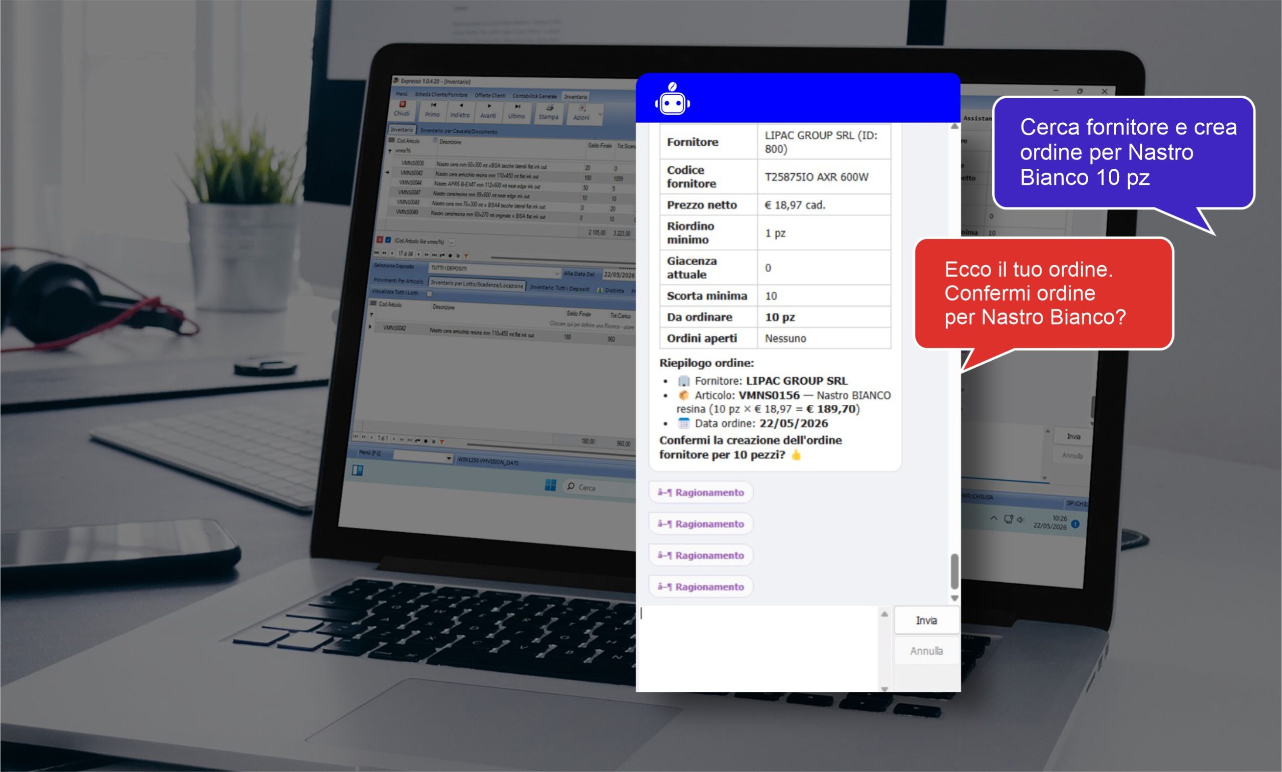 schermata expresso con ai assistent